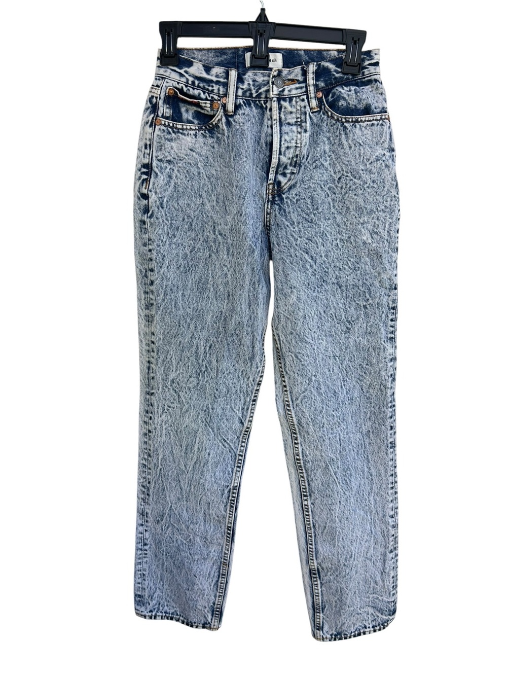 Teddy Fresh Jeans Womens 24x30 Blue Acid Wash Tapered Leg Button Fly Denim EUC